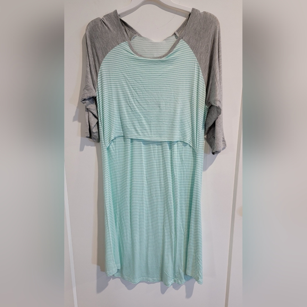 Lamaze Maternity Mint and Gray Striped Dress